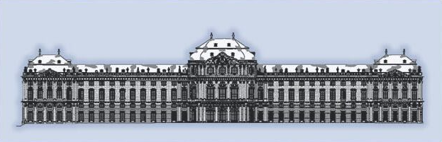 Hier ist Fassade der Residenz in Würzburg abgebildet